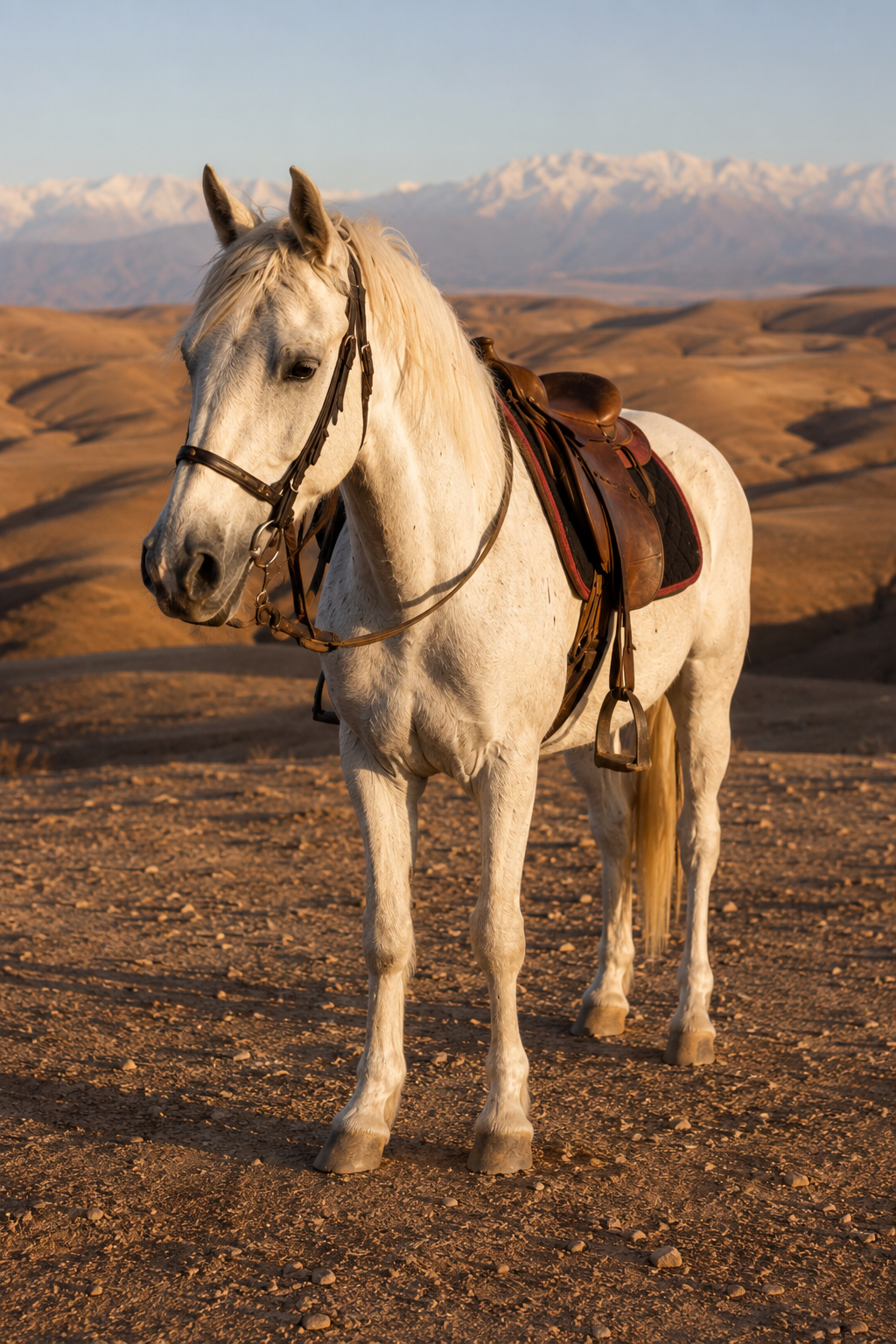 Horse riding across rocky desert trails
