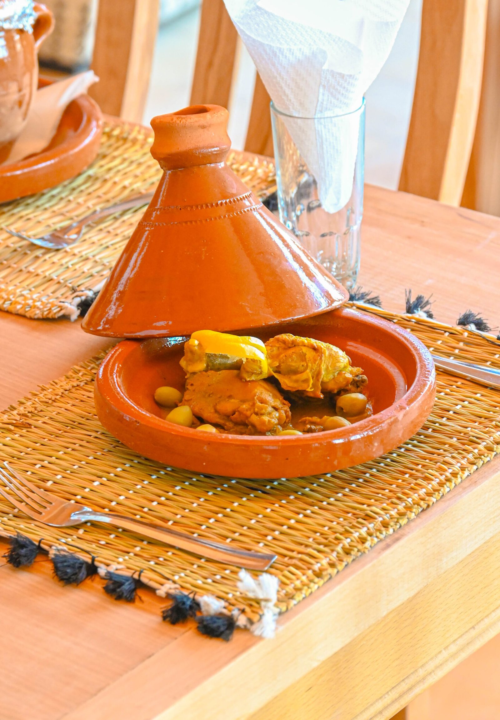 Dinner table setting at Agafay Palm