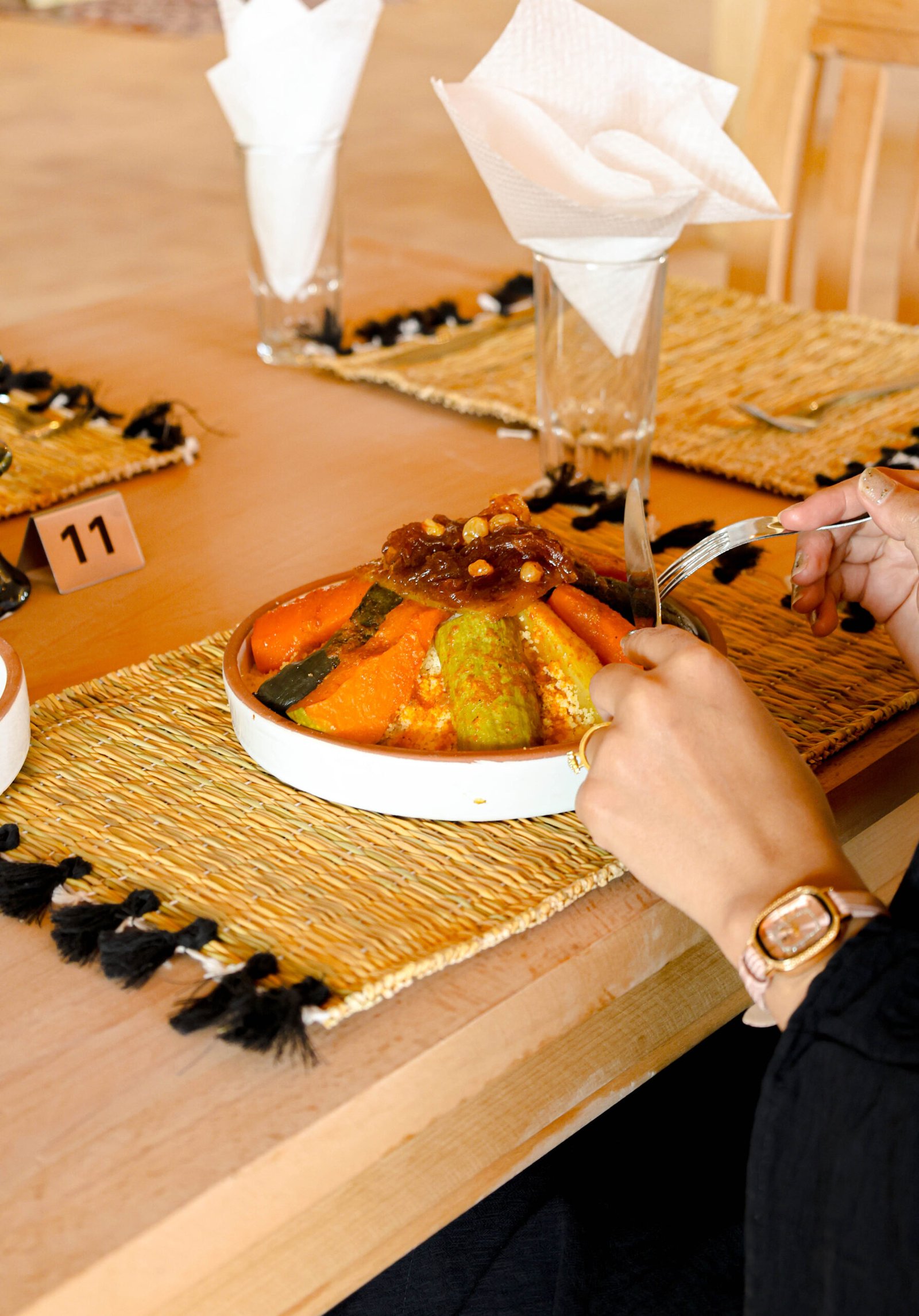 Traditional Moroccan couscous at Agafay Palm